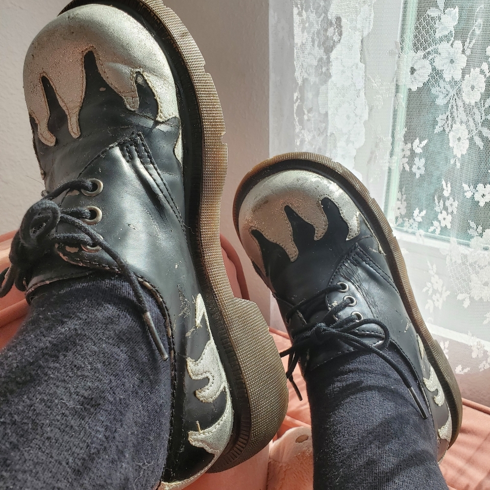 Black silver glitter flame shoes